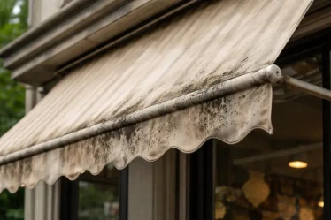 moisissure taches noires sur toile de store banne