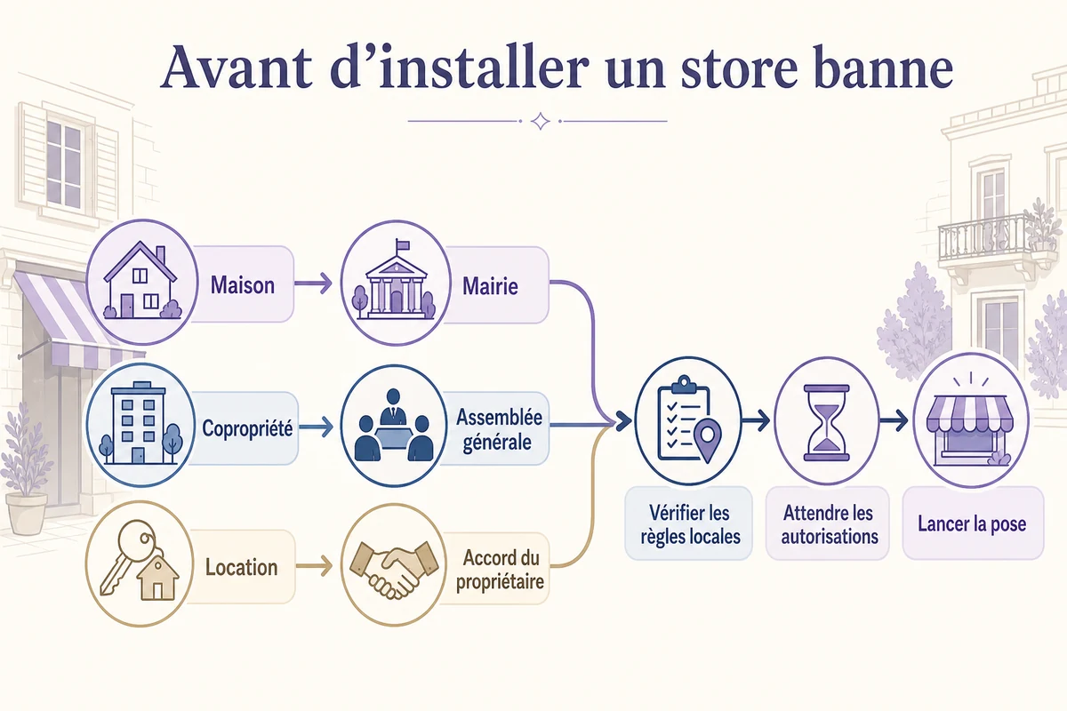 Infographie des autorisations à vérifier avant la pose d’un store banne